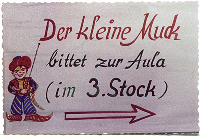 Plakat zur Schulaufführung "Der kleine Muck" an der Wilhelm-Hauff-Grundschule 1968