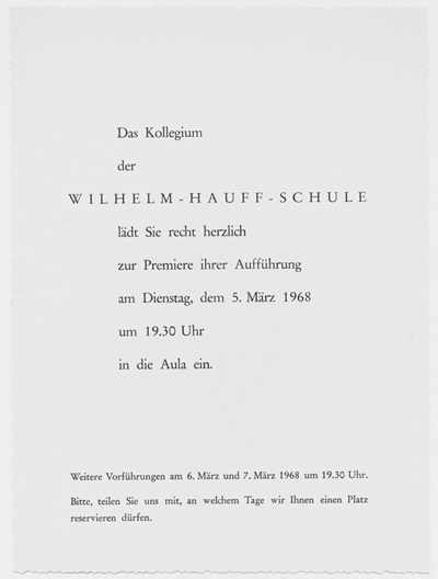 Schulaufführung "Der kleine Muck" an der Wilhelm-Hauff-Grundschule 1968